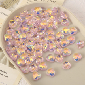1 Sachet De Perles De Verre En Forme De Cœur (10 Perles Par Sachet) h5 Image2