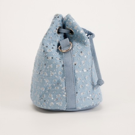 Sac rond pour femme en tissu à carreaux et sequins, style décontracté 2