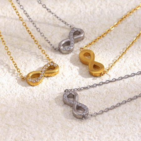 Colliers pendentifs pour femmes, simples et élégants, en acier inoxydable étanche, couleur or, avec zircon et chiffres. 2