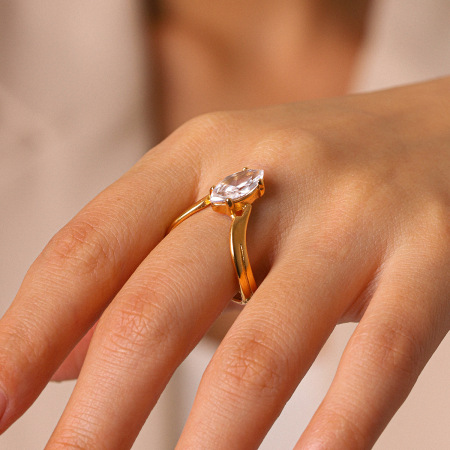 Bagues pour femmes en acier inoxydable, forme simple et irrégulière, couleur or, étanches, avec zircon.