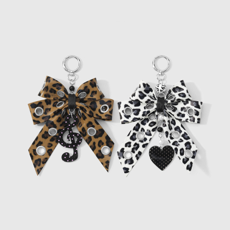 Breloques de sac pour femmes en PU imprimé léopard, motif cœur rétro et nœud papillon, collection Simple Series