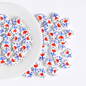 1 Perle En Céramique En Forme De Cœur Et De Fleur Douce h5 Image2