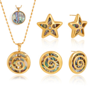 Ensembles De Colliers Pour Femmes En Acier Inoxydable Doré, Style Coquillage, Imperméables, Style Vacances Et Océan h5 Image5