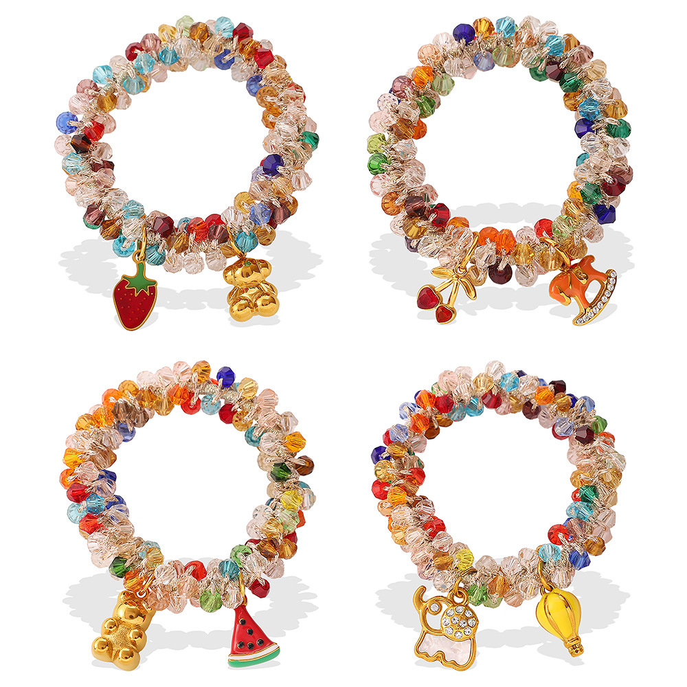 Chouchous Pour Femmes Simple Series Sweet Animal Fruit En Cristaux Synthétiques Couleur Or Image5