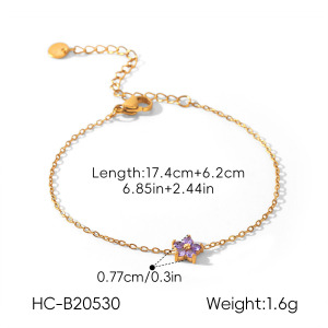 Bracelet Chaîne Femme Simple Daily Flower Star En Acier Inoxydable Étanche Couleur Or Avec Zircon h5 Image2