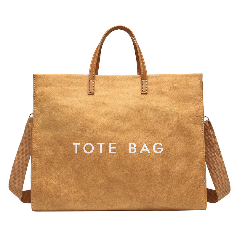 Sac Fourre-Tout Femme En Papier Kraft Uni, Style Bureau, Sans Lettre 