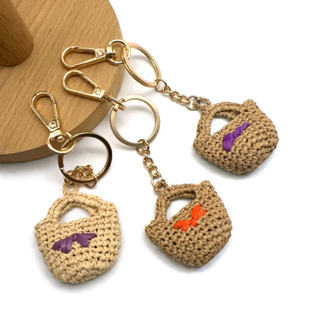 Porte-clés en raphia tressé avec nœud papillon, collection Simple Series Daily Bow Knot