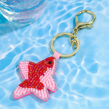 Porte-clés en métal avec perles style océanien 2