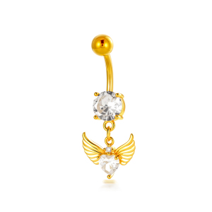 Piercing Nombril De Luxe En Forme De Cœur Et De Feuille, Couleur Cuivre Et Or, Avec Zircon. h5