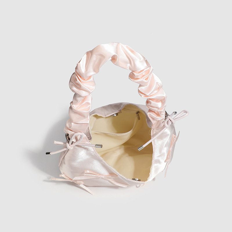 Sacoche De Bras Femme Style Décontracté Avec Nœud Froncé, Couleur Unie Image5