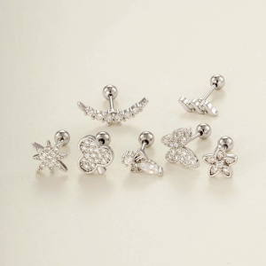 Boucles D'Oreilles Piercing Pour Femme, Style Simple, En Forme De Cœur Et De Papillon, Couleur Cuivre Doré Et Zircon. h5 Image5