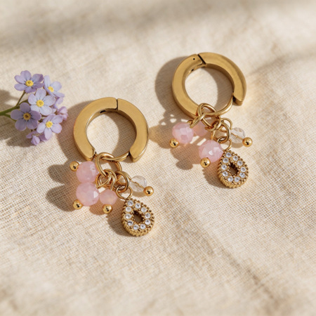 Boucles d'oreilles pendantes pour femme, en acier inoxydable doré, étanches et ornées de zircon. 2