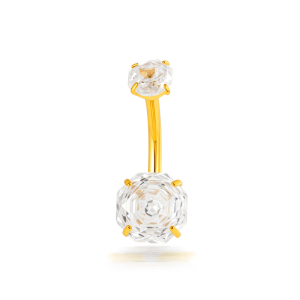 Piercing Nombril Simple Series Fleur Cœur Acier Inoxydable Étanche Couleur Or Zircon h5 Image6
