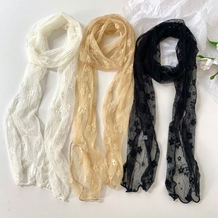 Écharpes d'été pour femmes en polyester à fleurs douces de la série Simple