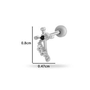 Boucles D'Oreilles Piercing Pour Femme, Style Simple, En Forme De Cœur, Nœud Papillon Et Étoile, Couleur Cuivre Doré Et Zircon. h5 Image2