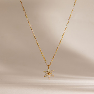 Colliers Pendentifs Pour Femmes, Simples Et Élégants, En Acier Inoxydable, Étanches, Couleur Or, Avec Zircon. h5 Image4