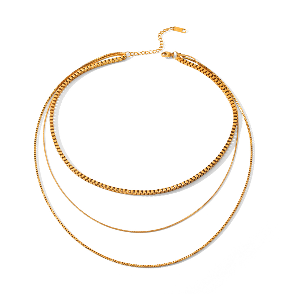 Colliers Superposés Pour Femmes, En Acier Inoxydable, Couleur Or, Étanches, De La Collection Simple Series Daily Chain 