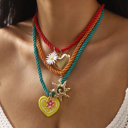 Colliers tressés pour femmes en alliage Sweet Heart Sun de la série Romantic