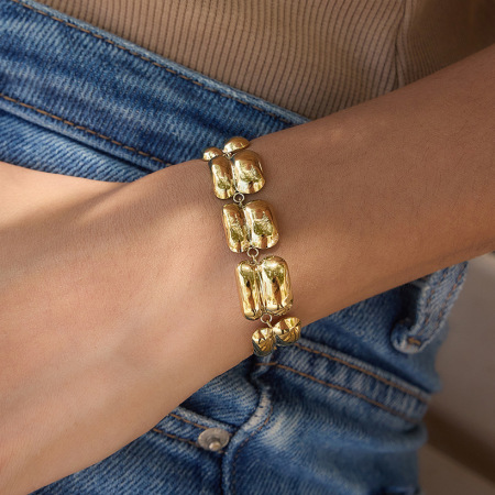 Bracelet chaîne punk en acier inoxydable étanche couleur or pour femme