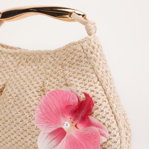 Sac Oreiller Femme En Paille Tressée À Fleurs Style Vacances h5 Image2