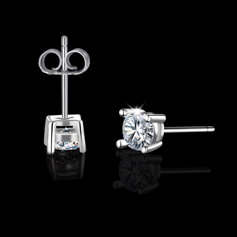 Boucles D'Oreilles Pour Femme En Moissanite Argentée S925, Forme Géométrique Classique, Collection Luxious Series. Image3
