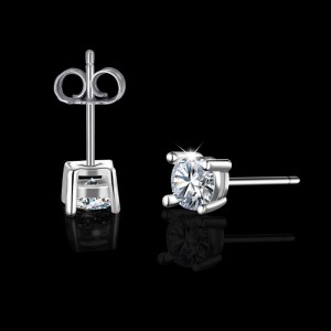 Boucles D'Oreilles Pour Femme En Moissanite Argentée S925, Forme Géométrique Classique, Collection Luxious Series. h5 Image3