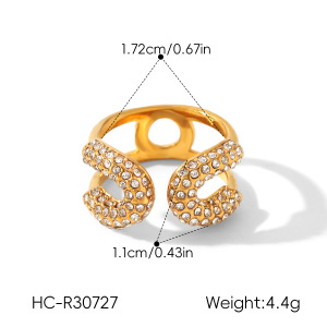 Bagues Pour Femmes En Acier Inoxydable, Forme Simple Et Irrégulière, Couleur Or, Étanches, Avec Zircon. h5 Image2