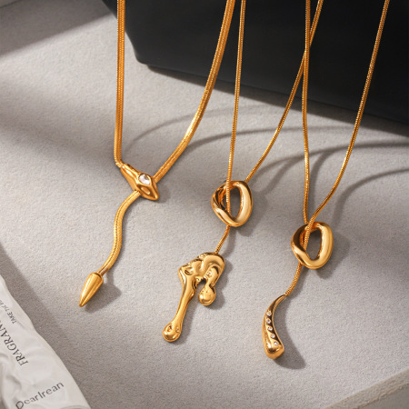 Colliers Pendentifs Pour Femmes En Acier Inoxydable Étanche, Couleur Or, Avec Zircon 2