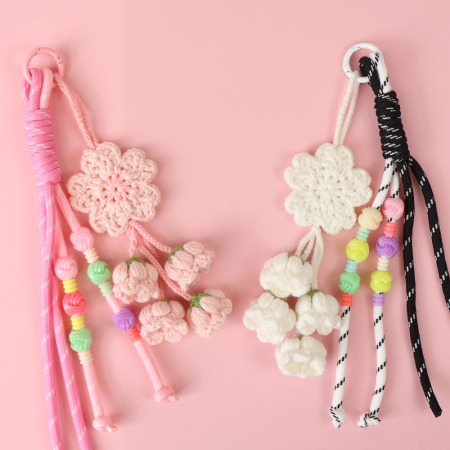 Perles florales douces de la série Simple, couleurs assorties, en coton, breloques pour sac à main pour femme 2