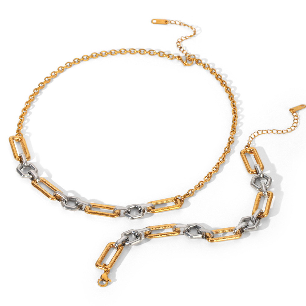 Colliers À Maillons Pour Femmes, Collection Simple Series Daily Chain, En Acier Inoxydable Étanche, Couleur Or Image6