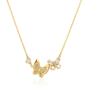 Colliers Pendentifs Pour Femmes Avec Pendentif Papillon En Acier Inoxydable Étanche Couleur Or Et Strass h5 Image5