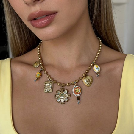 Colliers pendentifs vintage pour femmes, en acier inoxydable étanche, couleur or, motif floral
