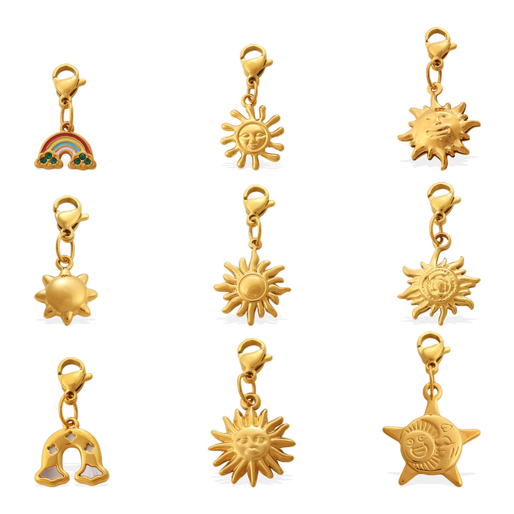 Pendentifs Pour Femmes Simple Series Diy Sun En Acier Inoxydable Étanche Couleur Or h5Image5