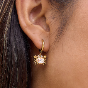 Ensembles De Colliers Pour Femmes En Acier Inoxydable Imperméable, Style Océanique, En Forme De Crabe, Couleur Or Et Zircon. h5 Image4