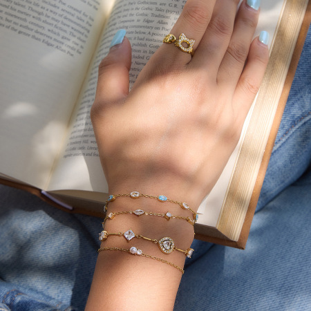 Bracelet à maillons pour femme en acier inoxydable, couleur or, avec zircon, forme simple cœur elliptique. 2
