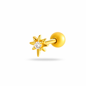Boucles D'Oreilles Piercing Pour Femme, Motif Floral Simple, Couleur Cuivre Doré Et Zircon. h5 