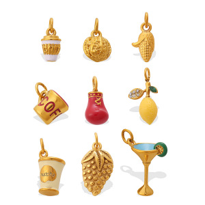 Pendentifs Pour Femmes, Style Diy, En Acier Inoxydable, Couleur Or, Avec Découpe De Fraise Et Motif Fruit. h5 Image5