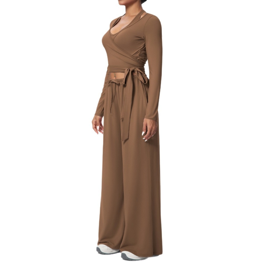 Ensemble De Yoga Pour Femme, Couleur Unie, À Rebond Élevé h5Image4
