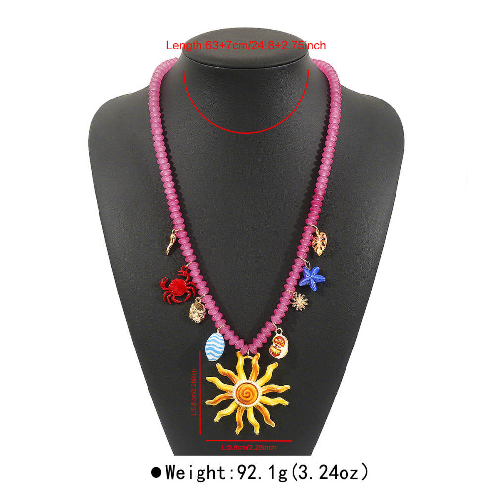 Colliers Pendentifs Pour Femmes, Collection Romantique, En Alliage Doré, Perles De Soleil Et Coquillage, Avec Cœur Et Fil. 