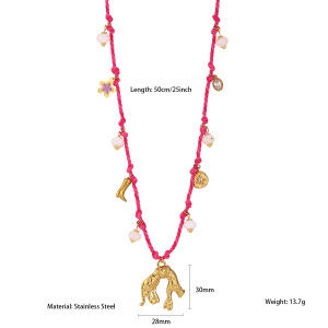 Colliers Tressés Rétro Pour Femmes, En Acier Inoxydable, Étanches, Couleur Or, Motif Croix Animale h5 