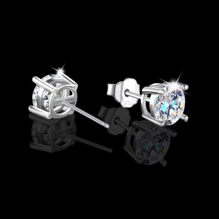 Boucles d'oreilles pour femme en moissanite argentée S925, forme géométrique classique, collection Luxious Series. 2