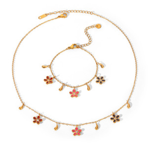 Colliers Pendentifs Pour Femmes Daily Flower En Acier Inoxydable Étanche Couleur Or Avec Zircon h5 Image6