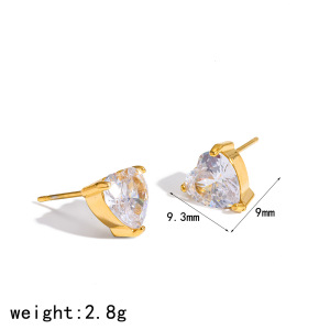 Boucles D'Oreilles Puces Pour Femmes, Forme Géométrique Simple, En Acier Inoxydable, Couleur Or, Imperméables, Avec Strass. h5 