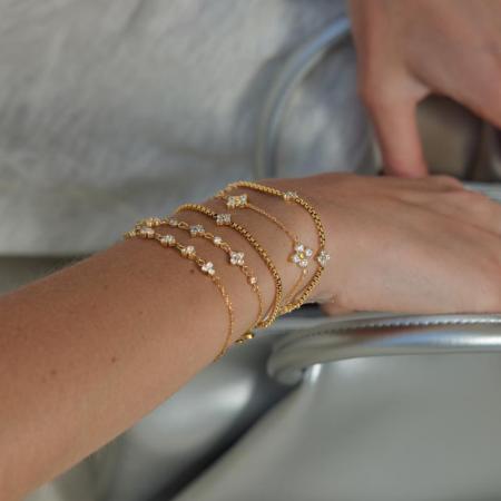 Bracelet à breloques Simple Series Daily Chain en acier inoxydable étanche couleur or avec zircon pour femme 2
