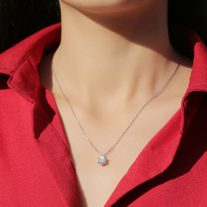Colliers Pour Femmes En Moissanite Avec Pendentif Six Griffes En Argent Sterling 925, Luxueux Et Élégant h5 Image2