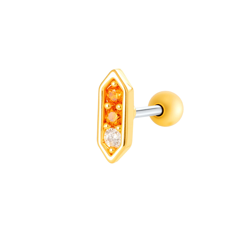 Boucles D'Oreilles Piercing Pour Femme, Collection Simple, Motif Fleur Et Papillon, Couleur Cuivre Doré Et Zircon. Image6
