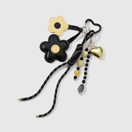 Breloques pour sac à main en cuir pour femme, motif cœur et fleurs quotidiennes 2