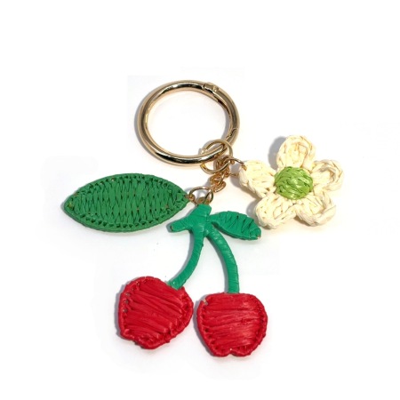 Porte-clés/breloques pour sac en raphia tressé, motif fleur de cerisier, collection Simple Series 2