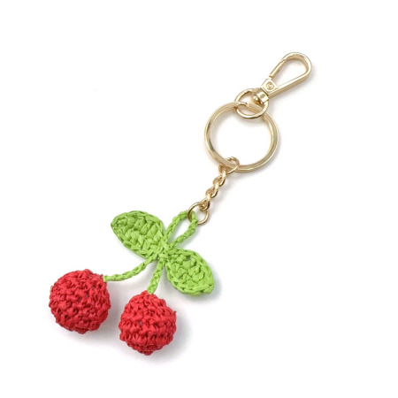 Porte-clés/breloques de sac en raphia tressé Sweet Cherry de la série Simple 2