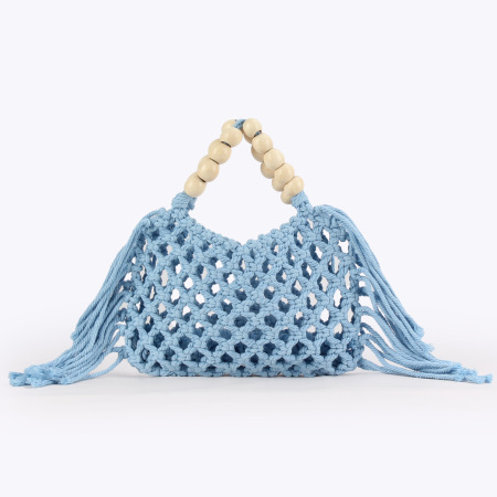 Sac à main pour femme, style décontracté, avec pompon uni et corde tressée.